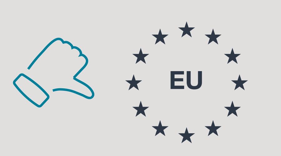 Grafik: EU-Sterne mit Daumen halb runter. Zwischen Mittel und Schlecht.