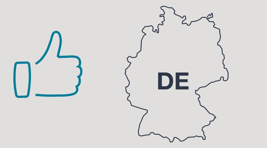 Grafik: Umrisse Deutschland mit Daumen hoch