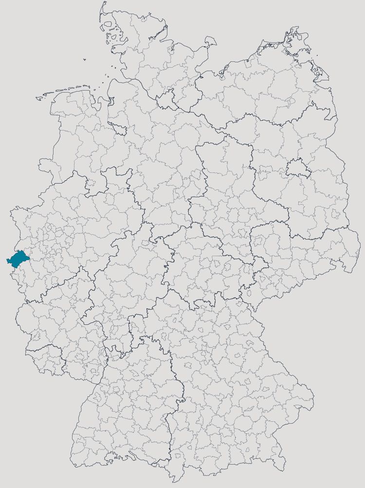 Deutschlandkarte: Der Landkreis Heinsberg ist hervorgeheboben