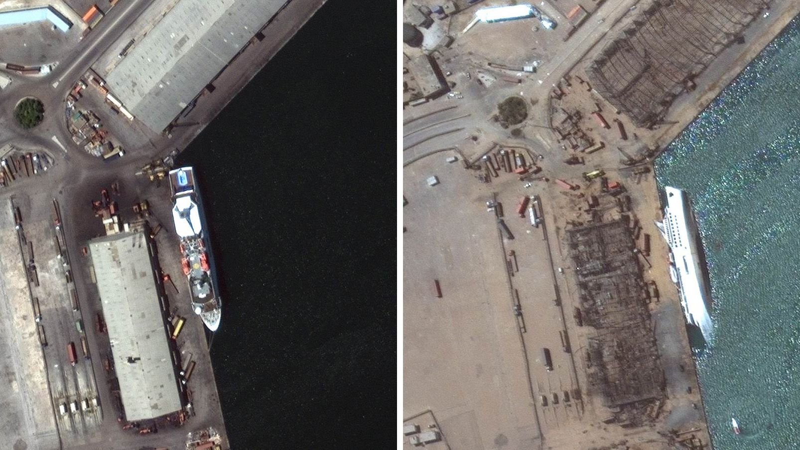 Die Katastrophe von Beirut im Satellitenbild-Vergleich