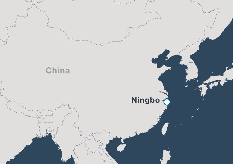 Karte: Ningbo an der Küste Chinas ist verortet.