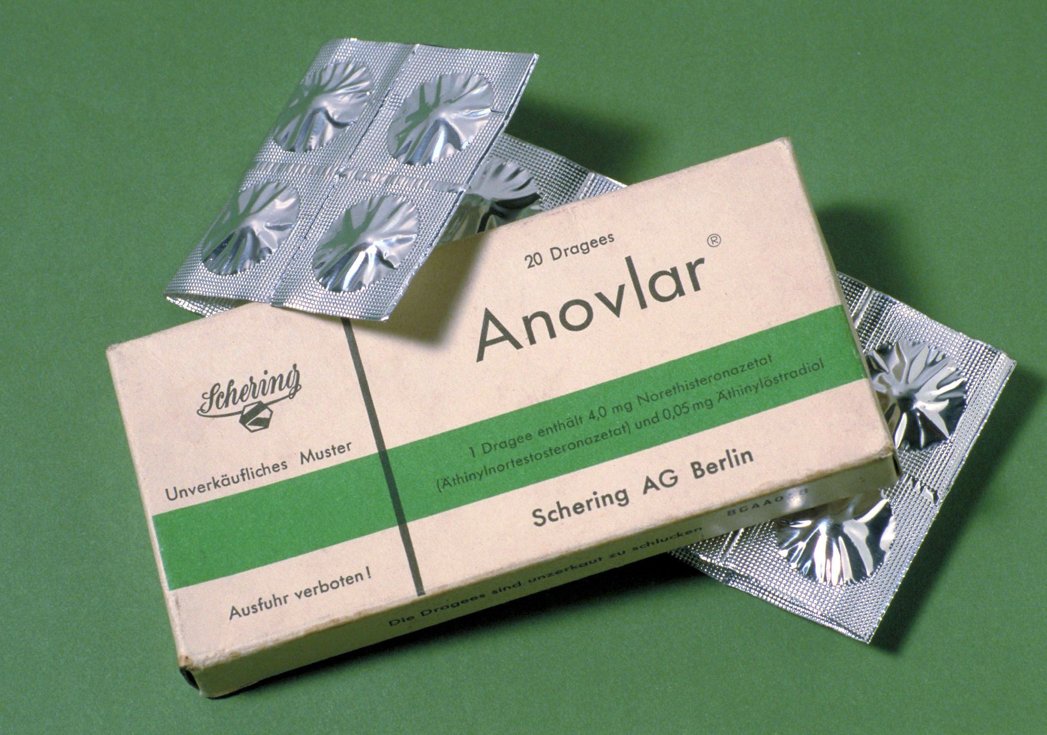 Foto der ersten Antibabypille namens Anovlar. 