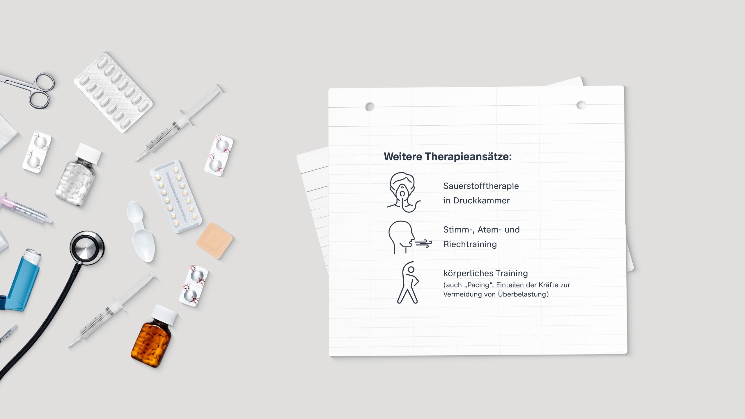 Darstellung weiterer Therapieansätze (Sauerstofftherapie, Stimm-, Atem- und Riechtraining, körperliches Training)